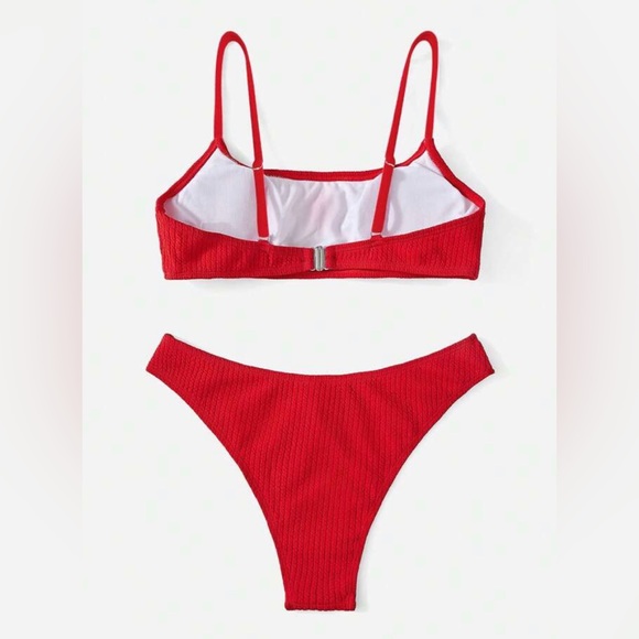 Shein Basics Ribbed Bikini Set Wireless Bra Top & Hipster Bikini Bottom Sz XS - Picture 2 of 9